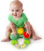 A Bright Starts Safari Beats musical drum toy featuring three colorful drums with lights, designed for babies aged 3 months a