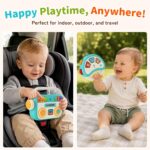 A happiegg 2-in-1 baby musical toy set, including a music player and a light-up tambourine, on a white background.