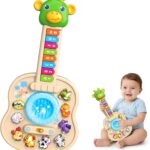 Tsomtto Musical Giraffe Guitar and Piano toy with colorful lights and buttons for toddlers aged 1-3.