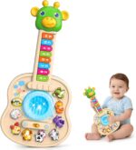 Tsomtto Musical Giraffe Guitar and Piano toy with colorful lights and buttons for toddlers aged 1-3.