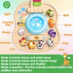 Tsomtto Musical Giraffe Guitar and Piano toy with colorful lights and buttons for toddlers aged 1-3.