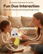 Bright yellow plush banana musical toy with a soft texture, designed for interactive play and sensory development in children